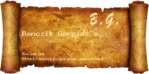 Benczik Gorgiás névjegykártya